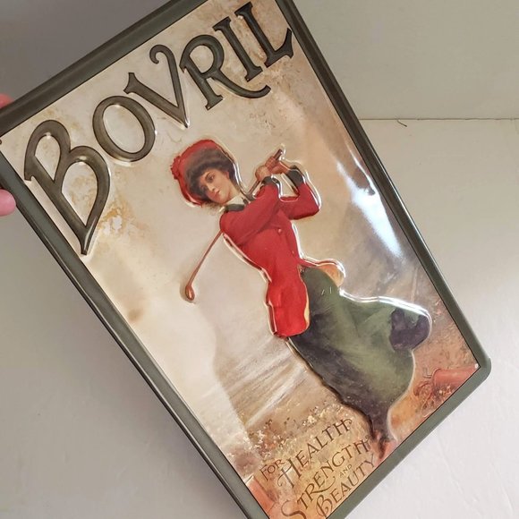 New VINTAGE Sturdy Metal Tin Sign Europe Woman Playing Golf BOVRIL - Picture 8 of 12